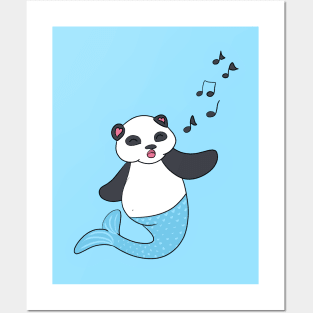 Mermaid Panda Posters and Art